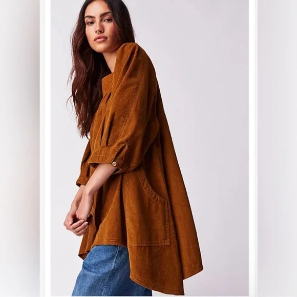 Free People M Corduroy Tunic Top - Picture 2 of 9